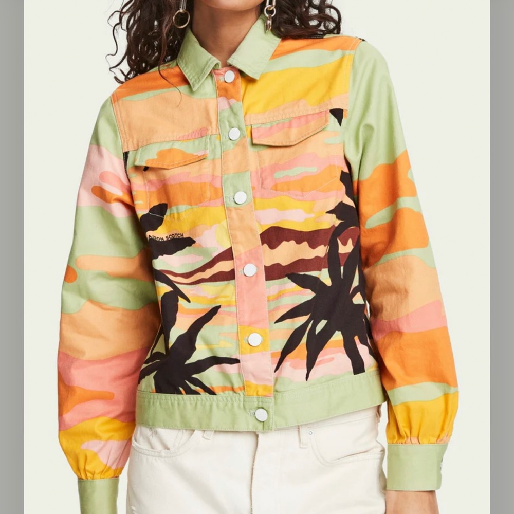 Scotch & Soda Tropical Print Trucker Jacket - XL